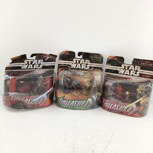 Star Wars Unleashed Battle Packs Lot of 3 Sith Kashyyyk Jedi Order Damaged Box